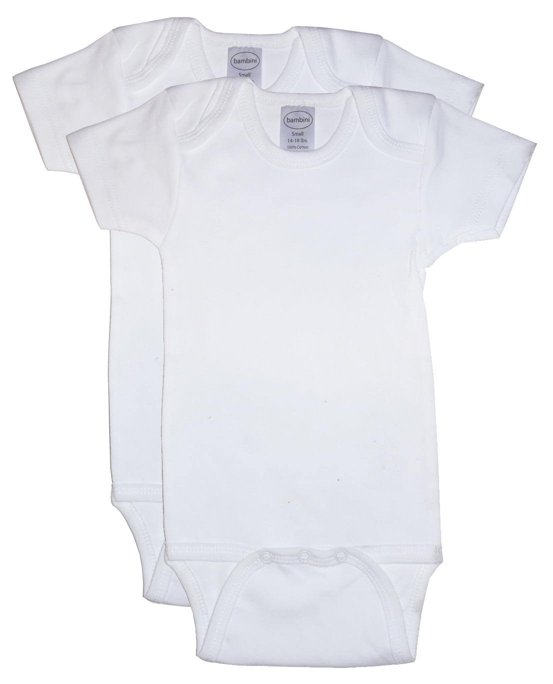 Bambini Short Sleeve One Piece White Variety Pack - 2 Pack