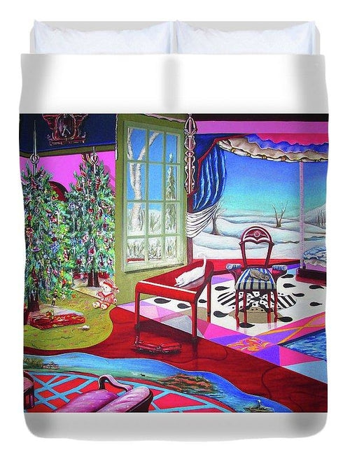 Festive Dreams Christmas Painting Duvet Cover