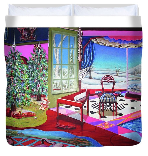 Festive Dreams Christmas Painting Duvet Cover