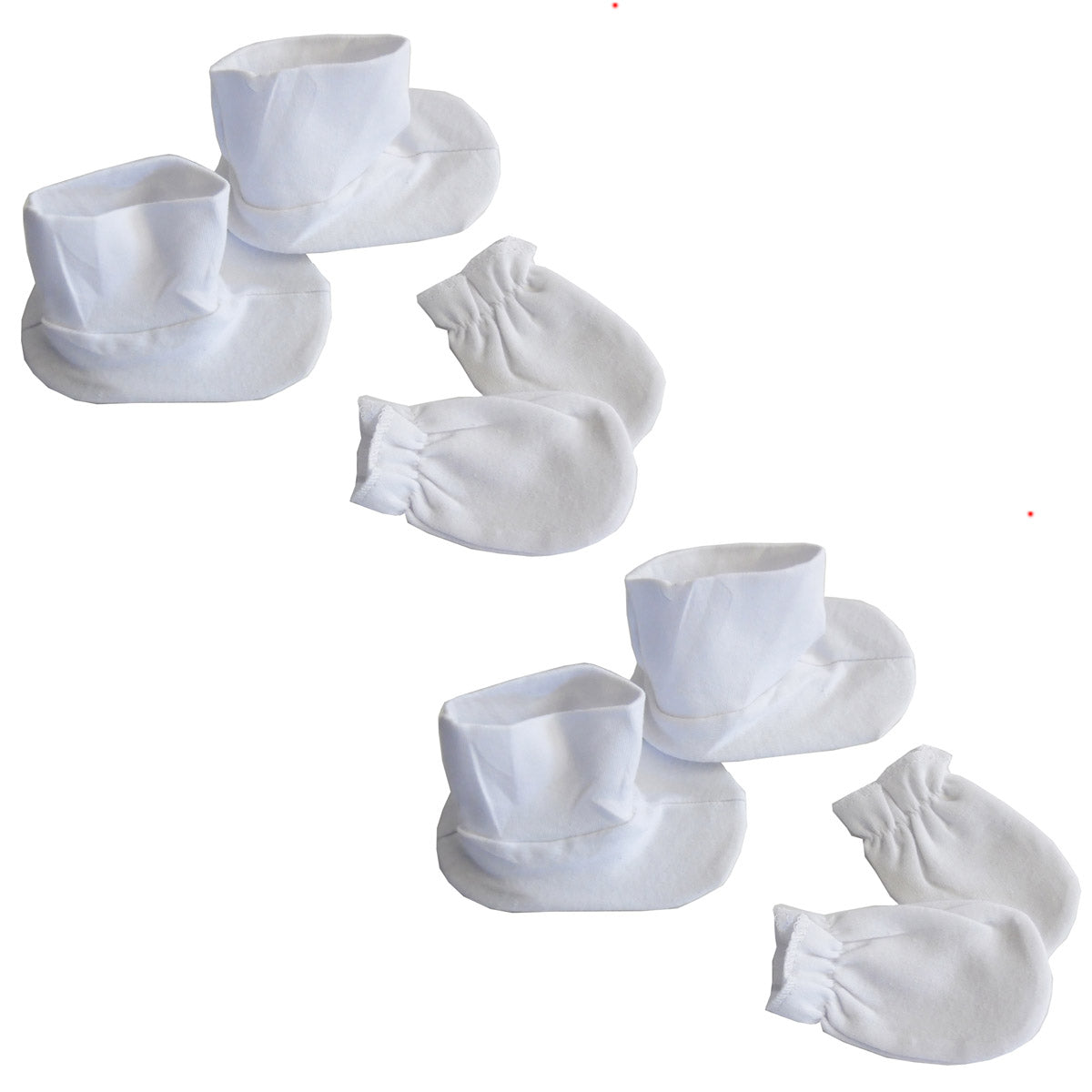 SnuggleSoft Newborn Booties & Mittens Set - Pack of 2 in White