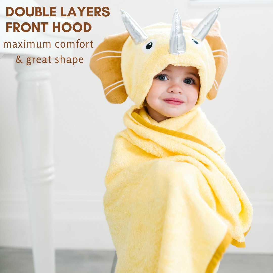 Bamboo Viscose Baby Hooded Towel Yellow Dinosaur