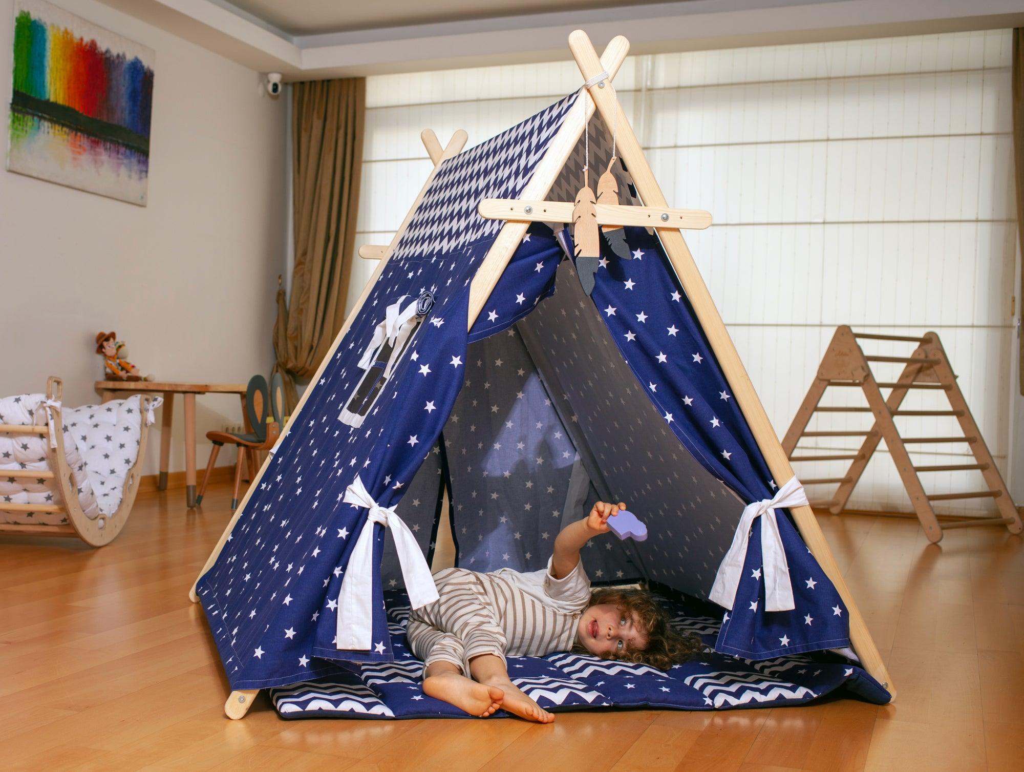 Cosmic Dreamer Blue Stars Play Tent with Play Mat